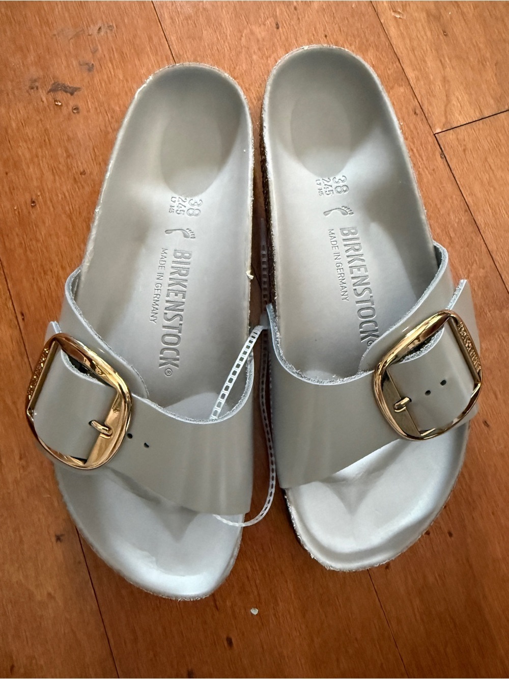 🩶Birkenstock Women's Madrid Big Buckle Sandals, stone coin color, nwob, sz 38